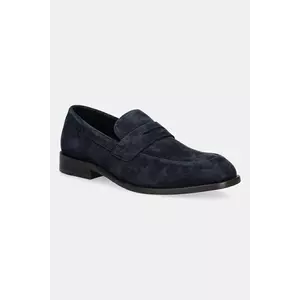 BOSS mocasini din piele întoarsă Limber bărbați, culoarea bleumarin, 50541729 imagine