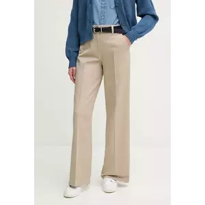 Sisley pantaloni femei, culoarea bej, lat, high waist, 4BYWLE03G imagine