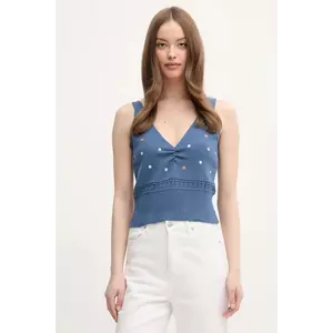 United Colors of Benetton top din bumbac culoarea bleumarin, 10C1EH01A imagine