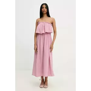 Answear Lab rochie din bumbac culoarea roz, midi, evazati imagine