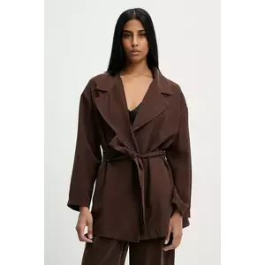 Answear Lab sacou culoarea maro, oversize, neted imagine
