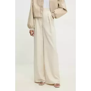 Answear Lab pantaloni femei, culoarea bej, lat, high waist imagine