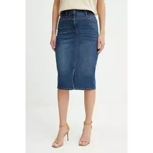 Morgan fustă din denim JAPA culoarea bleumarin, mini, creion, JAPA imagine