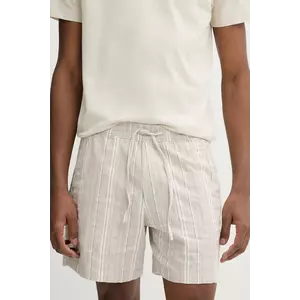Abercrombie & Fitch pantaloni scurți din amestec de in barbati, culoarea bej, KI128-5063 imagine