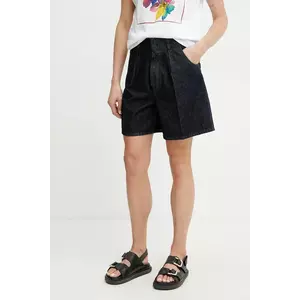 MAX&Co. pantaloni scurți jeans femei, culoarea bleumarin, uni, high waist, 2516141023200 imagine