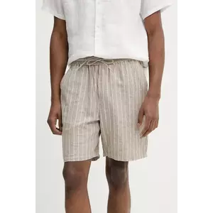 Les Deux pantaloni scurți din in barbati, culoarea bej, LDM511060 imagine