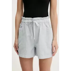 Tommy Jeans pantaloni scurți din amestec de in femei, cu imprimeu, high waist, DW0DW20360 imagine