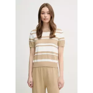 United Colors of Benetton pulover de bumbac femei, culoarea bej, light, 1294E10D0 imagine