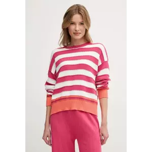 United Colors of Benetton pulover de bumbac femei, culoarea roz, 1494E10CW imagine