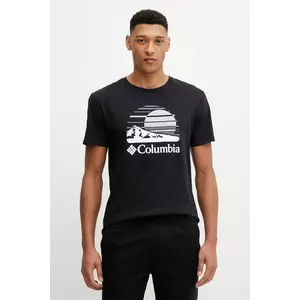 Columbia tricou din bumbac Path Lake barbati, culoarea negru, cu imprimeu, 1934814. imagine