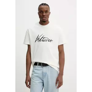 ZADIG&VOLTAIRE tricou din bumbac barbati, culoarea bej, cu imprimeu, JMTS01718 imagine