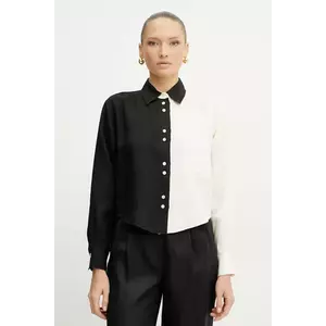 Forte Forte cămașă de in femei, culoarea negru, cu guler clasic, relaxed, 13829bis my shirt imagine