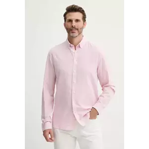 Lindbergh cămașă de in bărbați, culoarea roz, cu guler button-down, relaxed, 30-203344B imagine