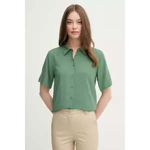 United Colors of Benetton cămașă femei, culoarea verde, cu guler clasic, regular, 5WPWDQ0B1 imagine
