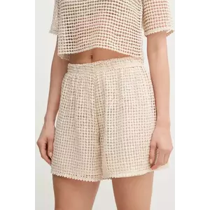 MAX&Co. pantaloni scurți femei, culoarea bej, uni, high waist, 2516781024200 imagine