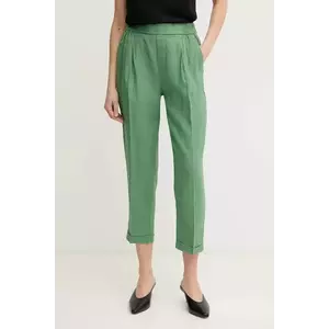 United Colors of Benetton pantaloni din in femei, culoarea verde, fason tigareta, high waist, 4AGH558X5 imagine
