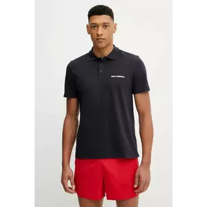 Karl Lagerfeld polo de bumbac bărbați, culoarea bleumarin, cu imprimeu, A2M46036 imagine