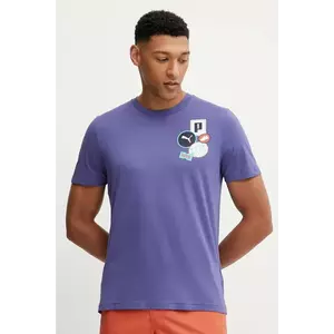 Puma tricou din bumbac GRAPHICS Icon bărbați, culoarea violet, cu imprimeu, 684829 imagine