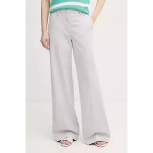 Sisley pantaloni femei, culoarea gri, lat, high waist, 4BYWLE03G imagine