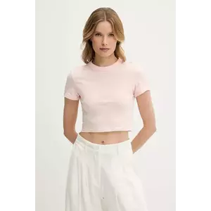 Tommy Jeans tricou din bumbac femei, culoarea roz, DW0DW20329 imagine