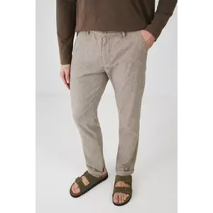 Medicine pantaloni din amestec de in barbati, culoarea maro, mulata imagine