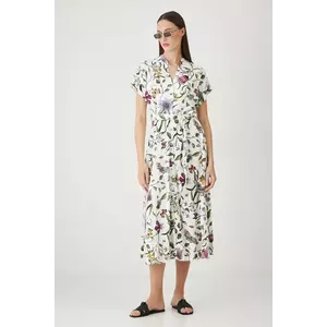 Medicine rochie din amestec de in culoarea bej, midi, evazati imagine