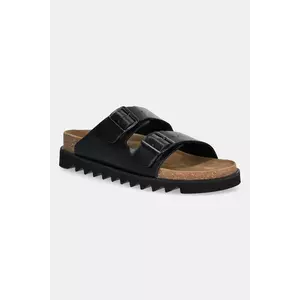 Medicine slapi de piele barbati, culoarea negru imagine