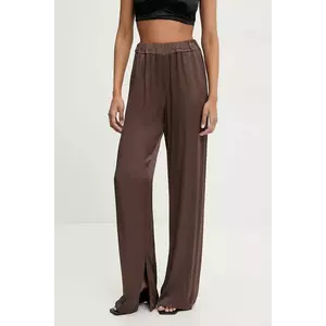 Answear Lab pantaloni femei, culoarea maro, drept, high waist imagine