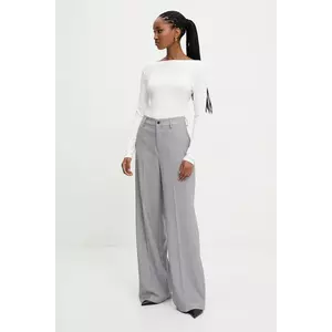 Answear Lab pantaloni femei, culoarea gri, drept, high waist imagine