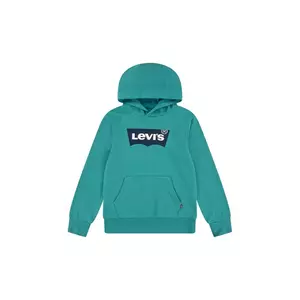 Levi's bluză copii BATWING PULLOVER HOODIE culoarea turcoaz, cu glugă, cu imprimeu, 8EE910 imagine
