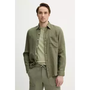 Marc O'Polo cămașă de in bărbați, culoarea verde, cu guler clasic, regular, 523742842318 imagine