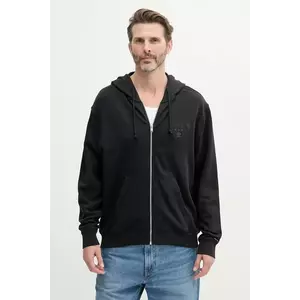 Tommy Jeans hanorac de bumbac bărbați, culoarea negru, cu glugă, cu imprimeu, DM0DM20835 imagine