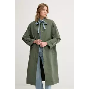 United Colors of Benetton trench femei, culoarea verde, de tranzitie, oversize, 241XDN07I imagine