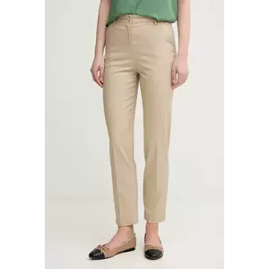 United Colors of Benetton pantaloni femei, culoarea bej, fason tigareta, high waist, 40FADF08U imagine