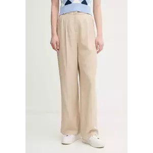 United Colors of Benetton pantaloni femei, culoarea bej, lat, high waist, 4Y09DF08X imagine