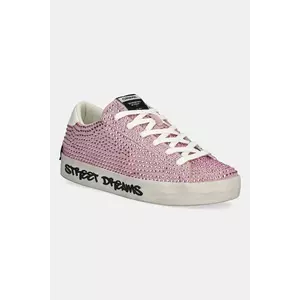 Crime London sneakers din piele DISTRESSED femei, culoarea roz, 21009AA7 imagine