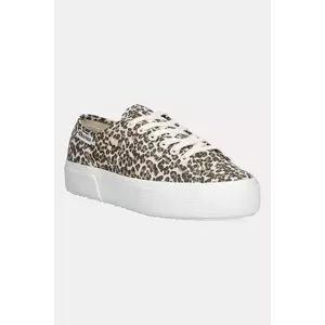 Superga teniși PLATFORM LEOPARD PRINT LE culoarea maro, S2137ZW imagine
