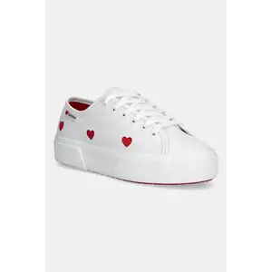 Superga teniși PLATFORM HEARTS VEGAN MAT femei, culoarea alb, S8137HW imagine