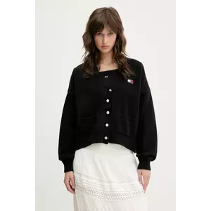 Tommy Jeans cardigan din bumbac culoarea negru, DW0DW20257 imagine