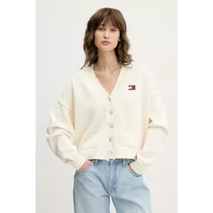 Tommy Jeans cardigan din bumbac culoarea bej, DW0DW20257 imagine