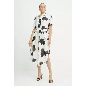 Liviana Conti rochie din in culoarea bej, midi, drept, L5SL53 imagine