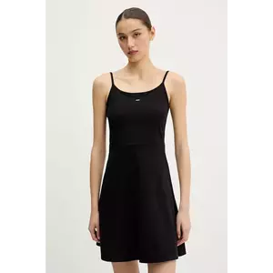 Tommy Jeans rochie culoarea negru, mini, evazati, DW0DW21354 imagine
