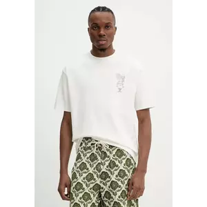 Drôle de Monsieur tricou din bumbac Le T-Shirt Medicis Sport culoarea bej, cu imprimeu, G-TS232-CO002-OW imagine