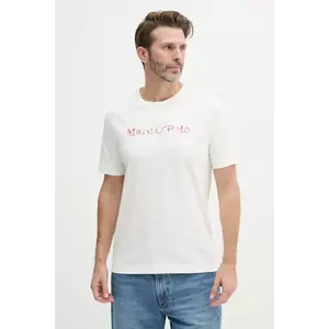 Marc O'Polo tricou din bumbac bărbați, culoarea alb, cu imprimeu, 523201251182 imagine