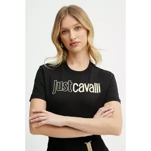 Just Cavalli tricou din bumbac culoarea negru, 78PAHT05 CJ500 imagine