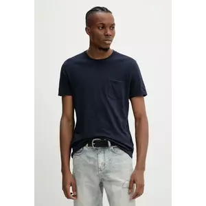 ZADIG&VOLTAIRE tricou din bumbac bărbați, culoarea bleumarin, uni, JMTS00623 imagine