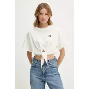 Tommy Jeans tricou din bumbac culoarea alb, DW0DW20321 imagine