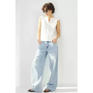 Medicine bluza din bumbac femei, culoarea alb, neted imagine
