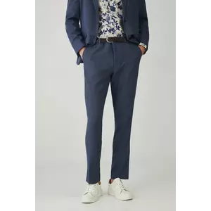 Medicine pantaloni din amestec de in barbati, culoarea albastru marin, mulata imagine
