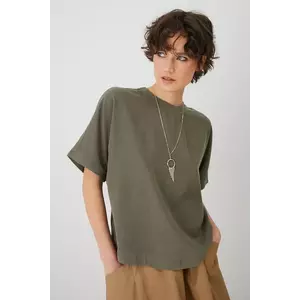 Medicine bluza femei, culoarea verde, neted imagine